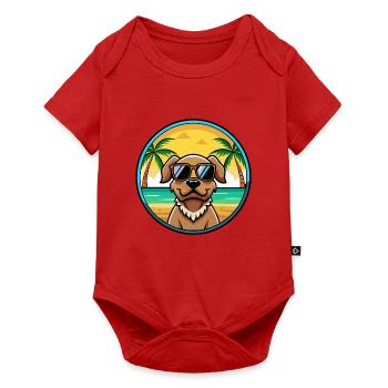 Pudelpointer Hunderasse Cartoon Sonnenbrille Strand - Baby Premium Kurzarmbody - Rot - Vorne