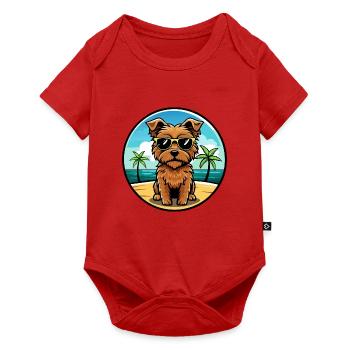Norfolk Terrier Hunderasse Cartoon Sonnenbrille Strand - Baby Premium Kurzarmbody - Rot - Vorne