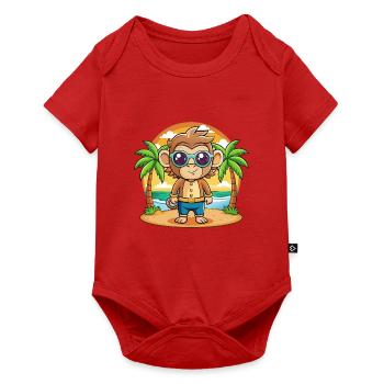 Affe Lustige Cartoon Sommer Strand Sonnenbrille - Baby Premium Kurzarmbody - Rot - Vorne