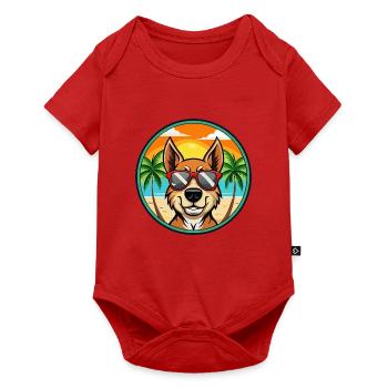 Litauischer Windhund Rasse Cartoon Sonnenbrille Strand - Baby Premium Kurzarmbody - Rot - Vorne