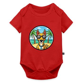 Russischer Harlekin Hund Rasse Cartoon Strand - Baby Premium Kurzarmbody - Rot - Vorne