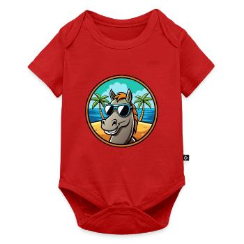 Cheval Drôle Dessin Animé Plage D’été Lunettes De Soleil Cool - Body à manches courtes Premium Bébé - rouge - Devant