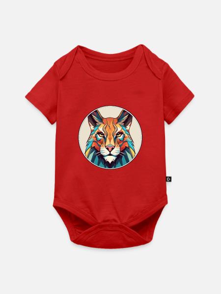 Luchs Buntes Cartoon-Kawaii-Tier - Baby Premium Kurzarmbody - Rot