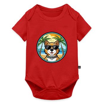 Cao De Castro Laboreiro Dog Breed Cartoon Beach - Baby Premium short-sleeve bodysuit - red - Front
