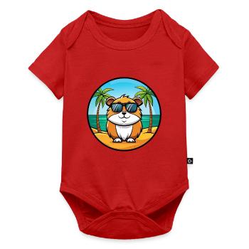 Cochon d’Inde Drôle Dessin Animé Plage Été Lunettes de soleil - Body à manches courtes Premium Bébé - rouge - Devant