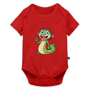 Serpent Drôle Dessin Animé Personnage Casque Musique - Body à manches courtes Premium Bébé - rouge - Devant