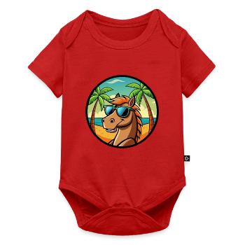 Cheval Drôle Dessin Animé Plage D’été Lunettes De Soleil Cool - Body à manches courtes Premium Bébé - rouge - Devant