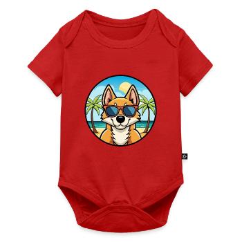Lunettes de soleil de dessin animé de race de chien Fox Terrier du Chili - Body à manches courtes Premium Bébé - rouge - Devant
