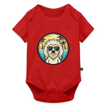 Komondor Hunderasse Cartoon Sonnenbrille Strand - Baby Premium Kurzarmbody - Rot - Vorne