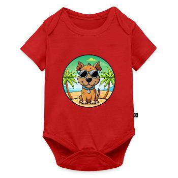 Teddy Roosevelt Terrier Race Chien Dessin Animé Plage - Body à manches courtes Premium Bébé - rouge - Devant
