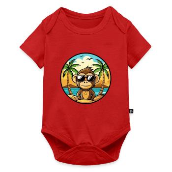 Affe Lustige Cartoon Sommer Strand Sonnenbrille Cool - Baby Premium Kurzarmbody - Rot - Vorne