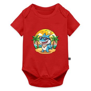 Hai Lustige Cartoon Sommer Strand Sonnenbrille - Baby Premium Kurzarmbody - Rot - Vorne