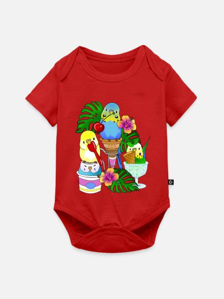 Wellensittich Eis Eiscreme - Baby Premium Kurzarmbody - Rot
