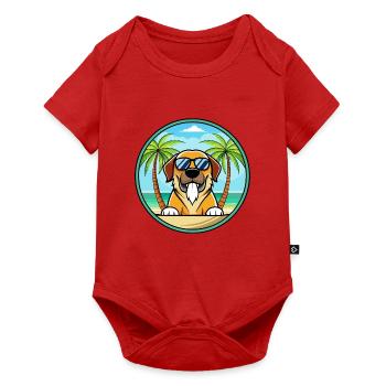 Spanische Dogge Hund Rasse Cartoon Sonnenbrille Strand - Baby Premium Kurzarmbody - Rot - Vorne