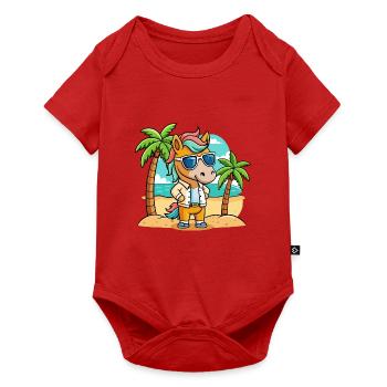 Pferd Lustige Cartoon Sommer Strand Sonnenbrille - Baby Premium Kurzarmbody - Rot - Vorne