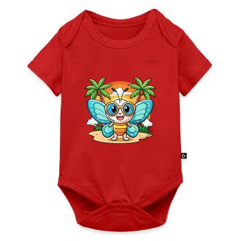 Schmetterling Lustige Cartoon Sommer Strand Sonnenbrille - Baby Premium Kurzarmbody - Rot - Vorne
