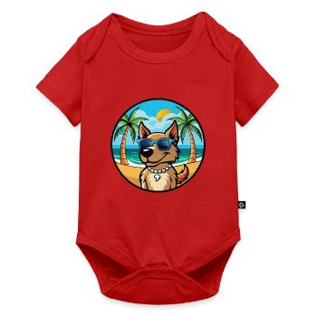 Magyar Agar Chien Race Dessin Animé Lunettes de soleil Plage - Body à manches courtes Premium Bébé - rouge - Devant