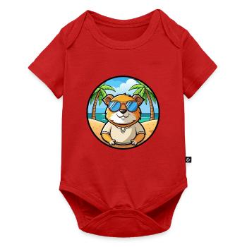 Cochon d’Inde Drôle Dessin Animé Plage Été Lunettes de soleil - Body à manches courtes Premium Bébé - rouge - Devant