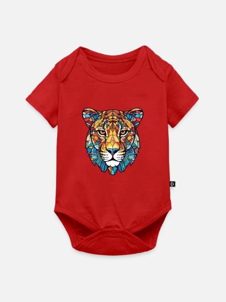 Leopard Bunte Aquarell-Tierillustration - Baby Premium Kurzarmbody - Rot