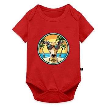 Italienischer Windhund Hunderasse Cartoon Sonnenbrille Strand - Baby Premium Kurzarmbody - Rot - Vorne