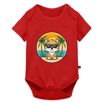 Toy German Spitz Dog Breed Cartoon Sunglass Beach - Baby Premium short-sleeve bodysuit - red - Front