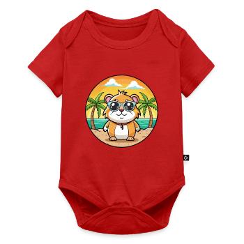 Cochon d’Inde Drôle Dessin Animé Plage Été Lunettes de soleil - Body à manches courtes Premium Bébé - rouge - Devant