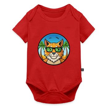 Eurasischer Luchs Katzenrasse Cartoon Sonnenbrille Strand - Baby Premium Kurzarmbody - Rot - Vorne