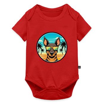Manchester Terrier Hunderasse Cartoon Sonnenbrille - Baby Premium Kurzarmbody - Rot - Vorne