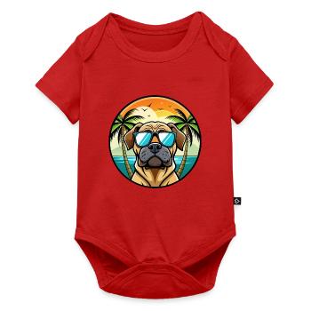 Englische Dogge Hund Rasse Cartoon Sonnenbrille Strand - Baby Premium Kurzarmbody - Rot - Vorne