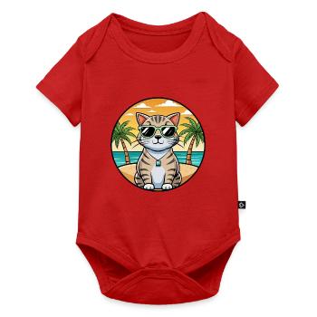 Schottische Falte Kurzhaarkatze Rasse Cartoon Strand - Baby Premium Kurzarmbody - Rot - Vorne