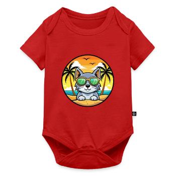 Australische Nebelkatzenrasse Cartoon Sonnenbrille Strand - Baby Premium Kurzarmbody - Rot - Vorne