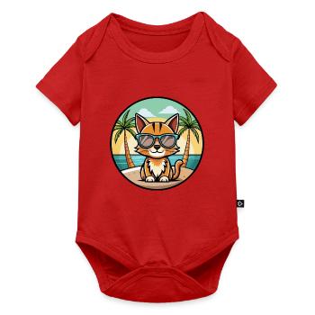Somali Kurzhaar Katze Rasse Cartoon Sonnenbrille Strand - Baby Premium Kurzarmbody - Rot - Vorne