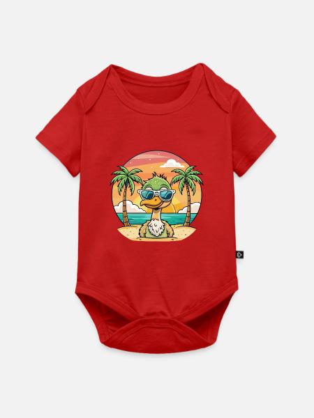 Strauß lustige Cartoon Sommer Strand Sonnenbrille - Baby Premium Kurzarmbody - Rot