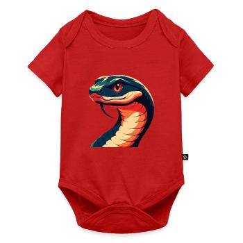 Serpent Dessin animé Personnage Animal de compagnie coloré - Body à manches courtes Premium Bébé - rouge - Devant