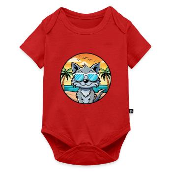 Australische Nebelkatzenrasse Cartoon Sonnenbrille Strand - Baby Premium Kurzarmbody - Rot - Vorne