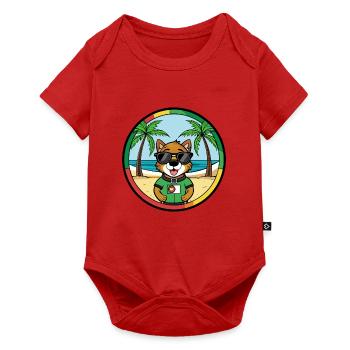 Portuguese Watchdog Breed Cartoon Sunglasses Beach - Baby Premium short-sleeve bodysuit - red - Front