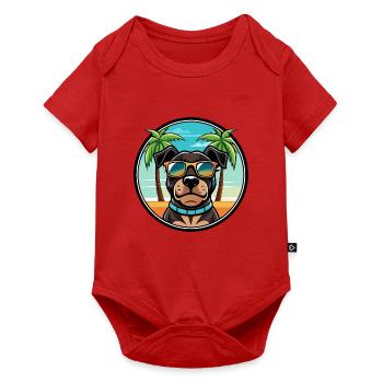 Rottweiler Chien Race Dessin Animé Lunettes De Soleil Plage - Body à manches courtes Premium Bébé - rouge - Devant