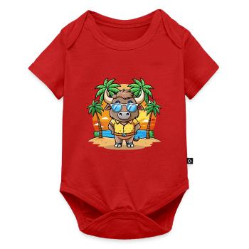Buffalo Lustige Cartoon Sommer Strand Sonnenbrille - Baby Premium Kurzarmbody - Rot - Vorne