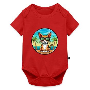 Abessinische Kurzhaarkatze Rasse Cartoon Sonnenbrille - Baby Premium Kurzarmbody - Rot - Vorne