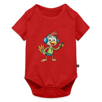 Strauß Lustige Cartoon Figur Kopfhörer Musik - Baby Premium Kurzarmbody - Rot - Vorne