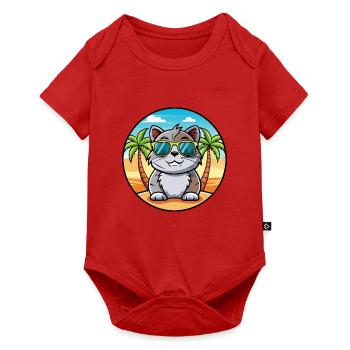 Schottische Falte Kurzhaarkatze Rasse Cartoon Strand - Baby Premium Kurzarmbody - Rot - Vorne
