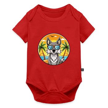 Tschechoslowakischer Wolfshund Rasse Cartoon Sonnenbrille Strand - Baby Premium Kurzarmbody - Rot - Vorne