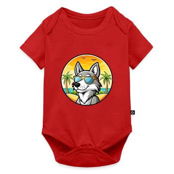 Tschechoslowakische Wolfshundrasse Cartoon Sonnenbrille - Baby Premium Kurzarmbody - Rot - Vorne