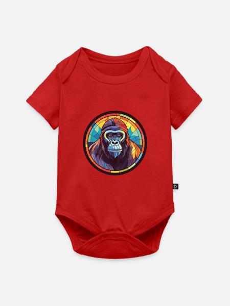 Gorilla bunte Aquarell-Tierillustration - Baby Premium Kurzarmbody - Rot