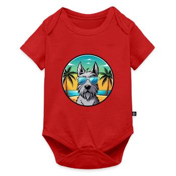 Scottish Terrier Hunderasse Cartoon Sonnenbrille Strand - Baby Premium Kurzarmbody - Rot - Vorne