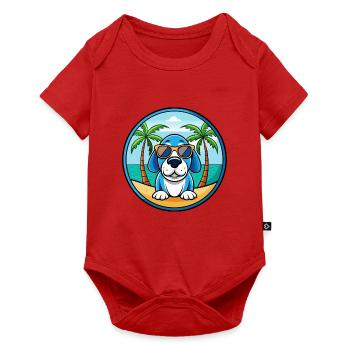 Lunettes de soleil de dessin animé Blue Gascony Basset Dog Breed - Body à manches courtes Premium Bébé - rouge - Devant