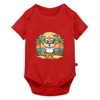 Otter Lustige Cartoon Sommer Strand Sonnenbrille - Baby Premium Kurzarmbody - Rot - Vorne