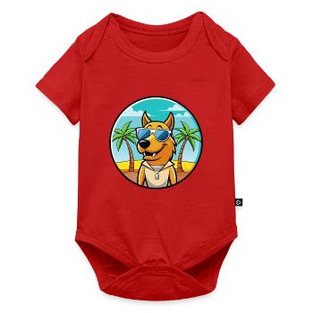 Smaland Hound Hund Rasse Cartoon Sonnenbrille Strand - Baby Premium Kurzarmbody - Rot - Vorne