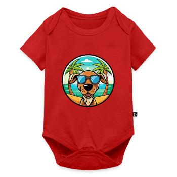 Hannover Laufhund Hunderasse Cartoon Sonnenbrille Strand - Baby Premium Kurzarmbody - Rot - Vorne