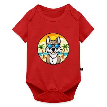 Tschechoslowakische Wolfshundrasse Cartoon Sonnenbrille - Baby Premium Kurzarmbody - Rot - Vorne